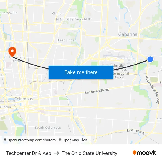 Techcenter Dr & Aep to The Ohio State University map