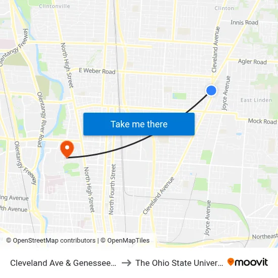 Cleveland Ave & Genessee Ave to The Ohio State University map