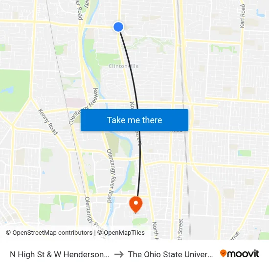 N High St & W Henderson Rd to The Ohio State University map