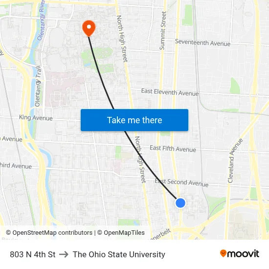 803 N 4th St to The Ohio State University map