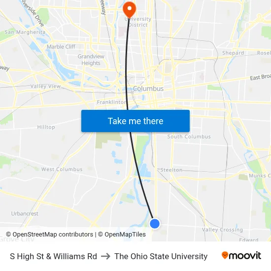 S High St & Williams Rd to The Ohio State University map