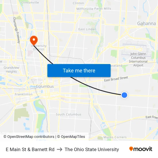 E Main St & Barnett Rd to The Ohio State University map