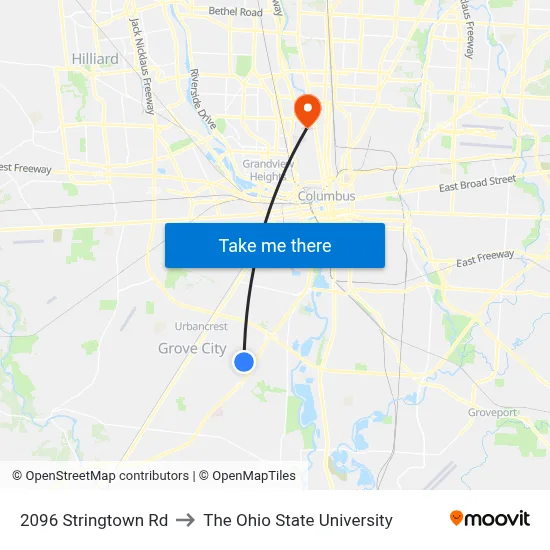 2096 Stringtown Rd to The Ohio State University map