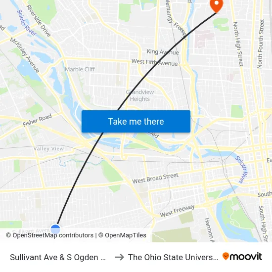 Sullivant Ave & S Ogden Ave to The Ohio State University map