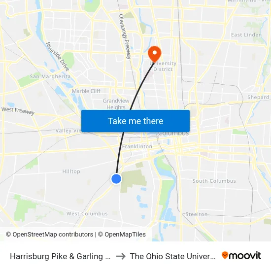 Harrisburg Pike & Garling Ave to The Ohio State University map