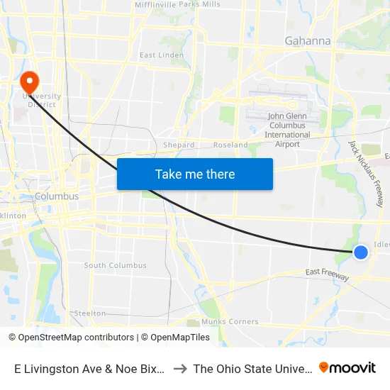 E Livingston Ave & Noe Bixby Rd to The Ohio State University map