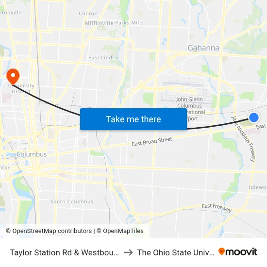 Taylor Station Rd & Westbourne Ave to The Ohio State University map