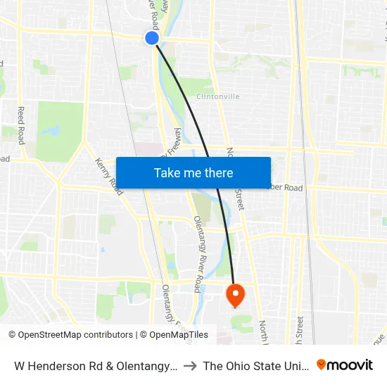W Henderson Rd & Olentangy River Rd to The Ohio State University map