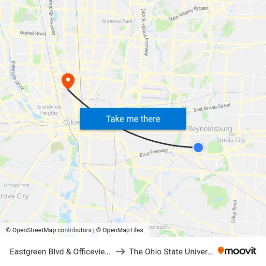 Eastgreen Blvd & Officeview Pl to The Ohio State University map