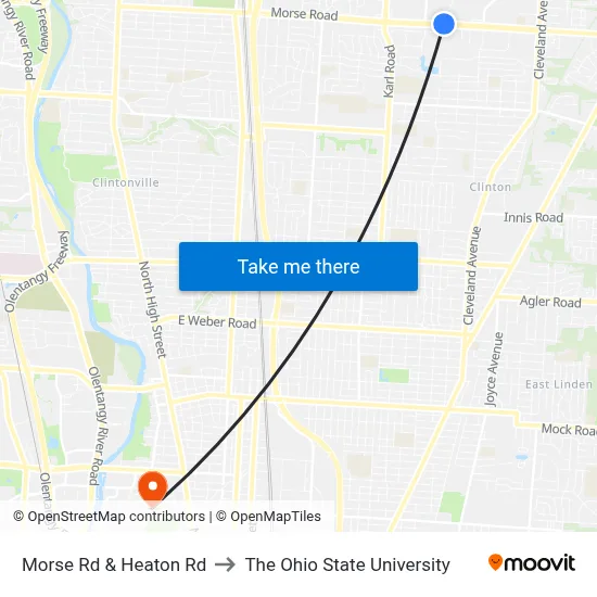 Morse Rd & Heaton Rd to The Ohio State University map