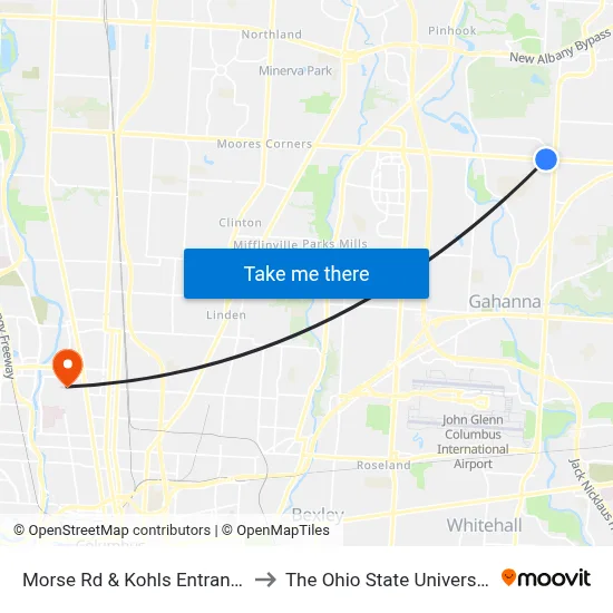 Morse Rd & Kohls Entrance to The Ohio State University map