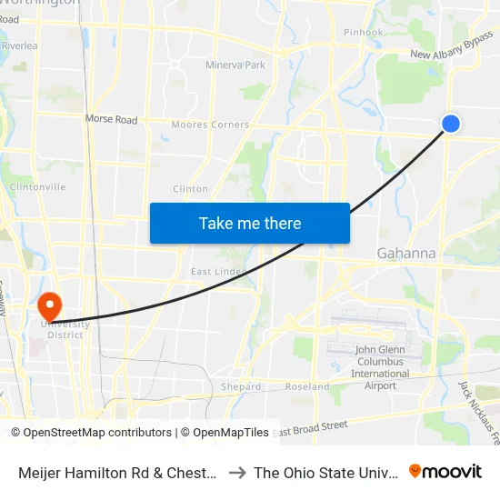 Meijer Hamilton Rd & Chestnut Hill to The Ohio State University map