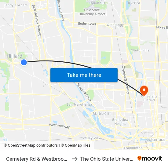 Cemetery Rd & Westbrook Dr to The Ohio State University map