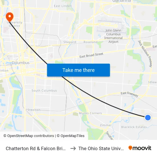 Chatterton Rd & Falcon Bridge Dr to The Ohio State University map