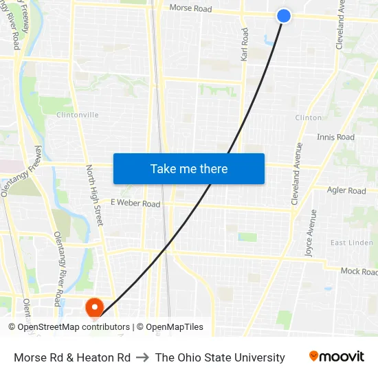 Morse Rd & Heaton Rd to The Ohio State University map