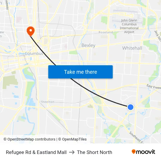 Refugee Rd & Eastland Mall to The Short North map