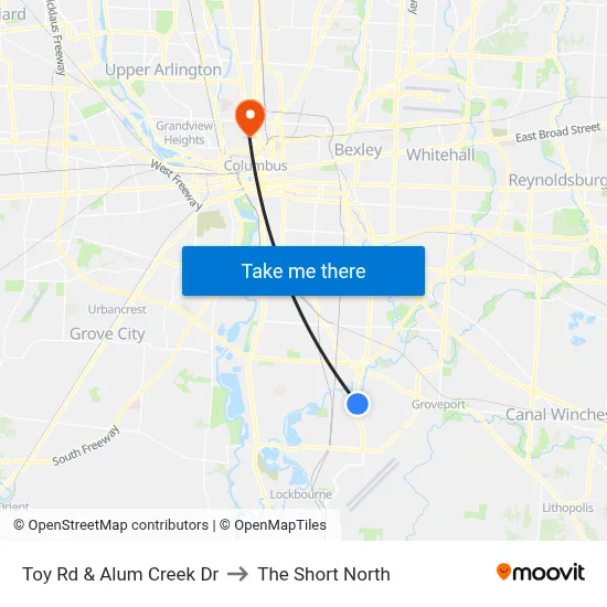 Toy Rd & Alum Creek Dr to The Short North map
