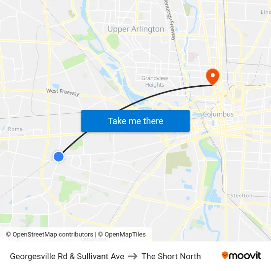 Georgesville Rd & Sullivant Ave to The Short North map