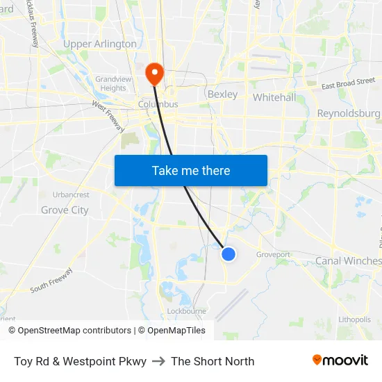 Toy Rd & Westpoint Pkwy to The Short North map
