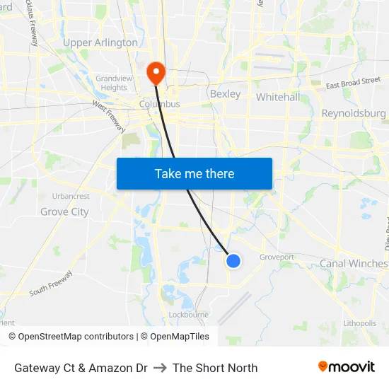 Gateway Ct & Amazon Dr to The Short North map