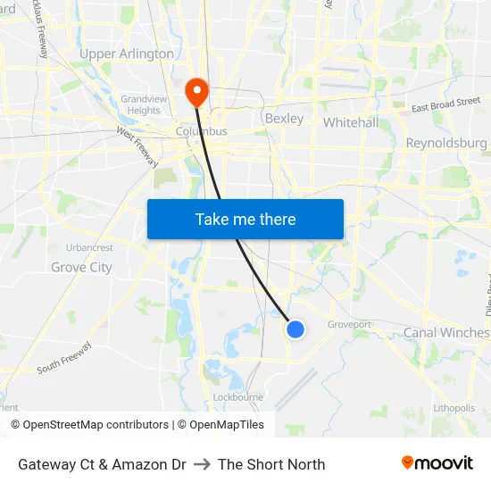 Gateway Ct & Amazon Dr to The Short North map