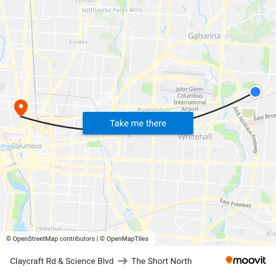 Claycraft Rd & Science Blvd to The Short North map