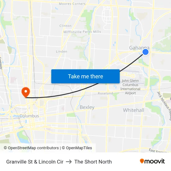 Granville St & Lincoln Cir to The Short North map