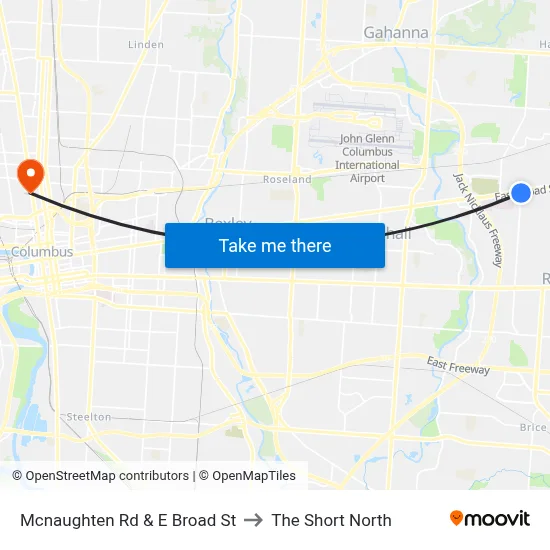 Mcnaughten Rd & E Broad St to The Short North map