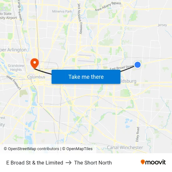 E Broad St & the Limited to The Short North map