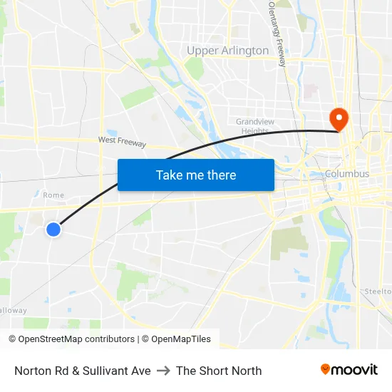 Norton Rd & Sullivant Ave to The Short North map