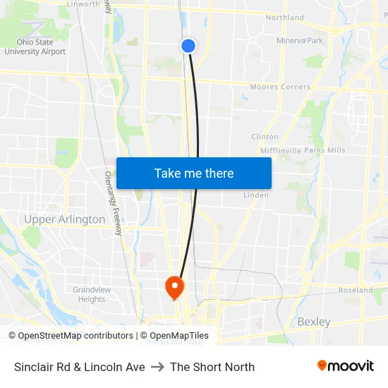 Sinclair Rd & Lincoln Ave to The Short North map