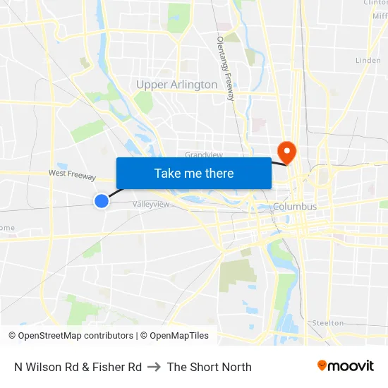 N Wilson Rd & Fisher Rd to The Short North map