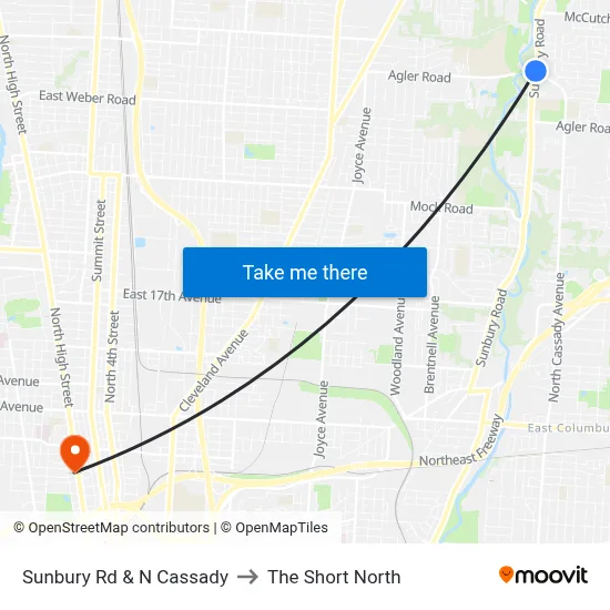 Sunbury Rd & N Cassady to The Short North map
