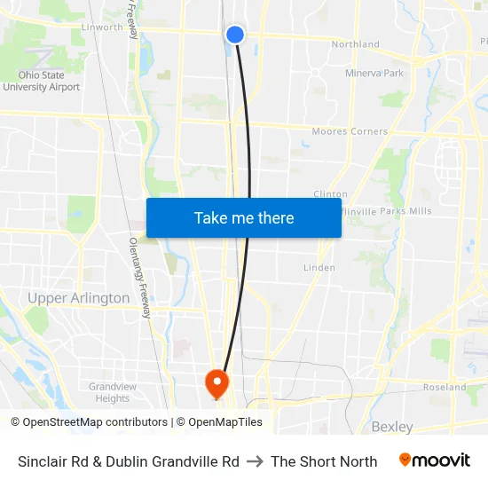 Sinclair Rd & Dublin Grandville Rd to The Short North map