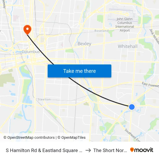 S Hamilton Rd & Eastland Square Dr to The Short North map