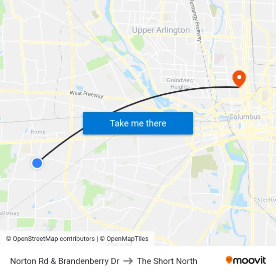 Norton Rd & Brandenberry Dr to The Short North map