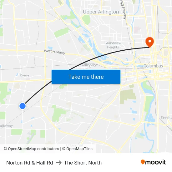 Norton Rd & Hall Rd to The Short North map