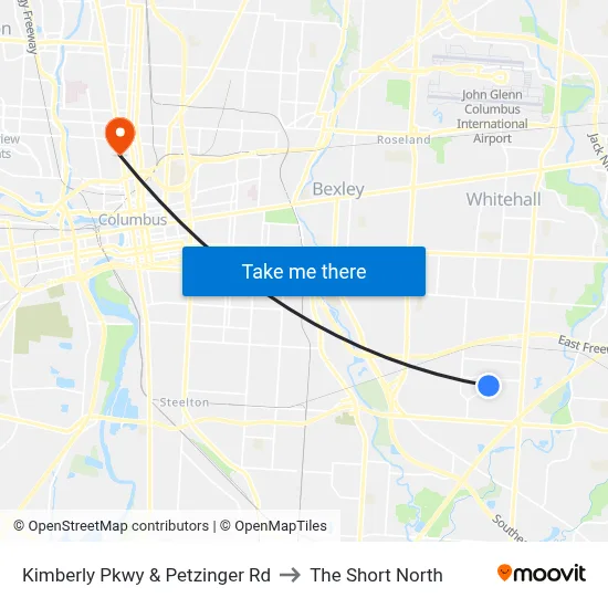 Kimberly Pkwy & Petzinger Rd to The Short North map