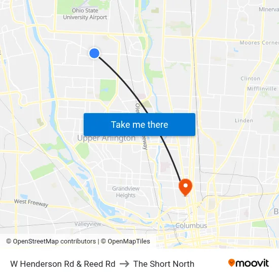 W Henderson Rd & Reed Rd to The Short North map