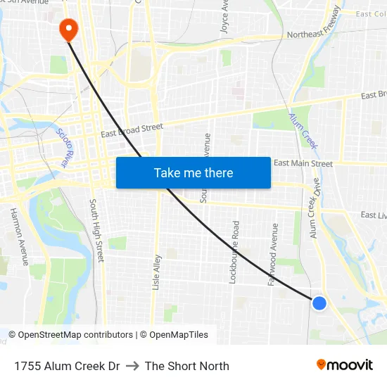 1755 Alum Creek Dr to The Short North map