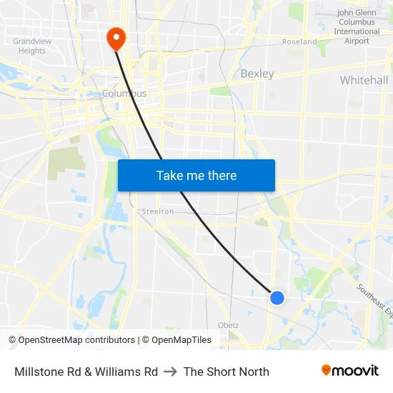 Millstone Rd & Williams Rd to The Short North map