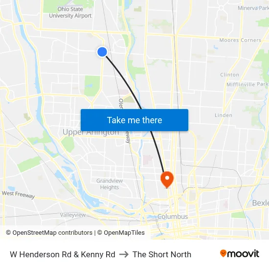 W Henderson Rd & Kenny Rd to The Short North map