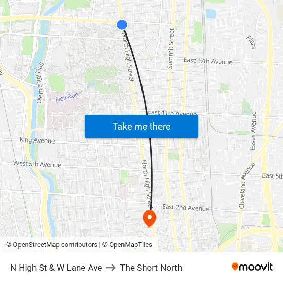 N High St & W Lane Ave to The Short North map