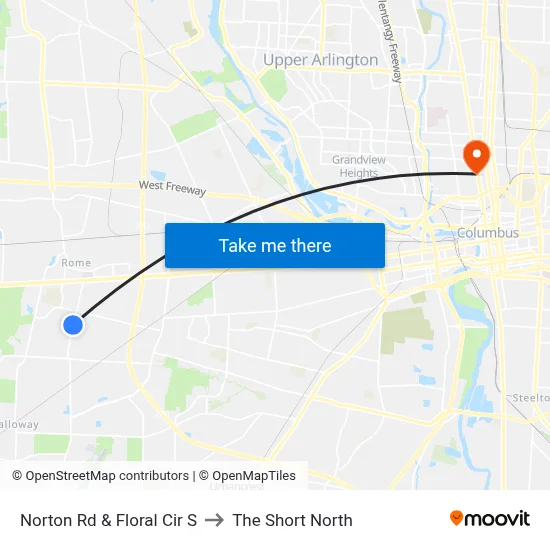 Norton Rd & Floral Cir S to The Short North map
