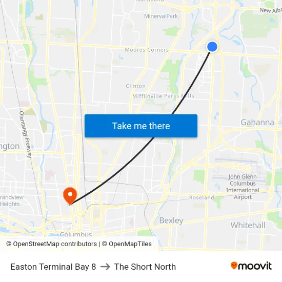Easton Terminal Bay 8 to The Short North map