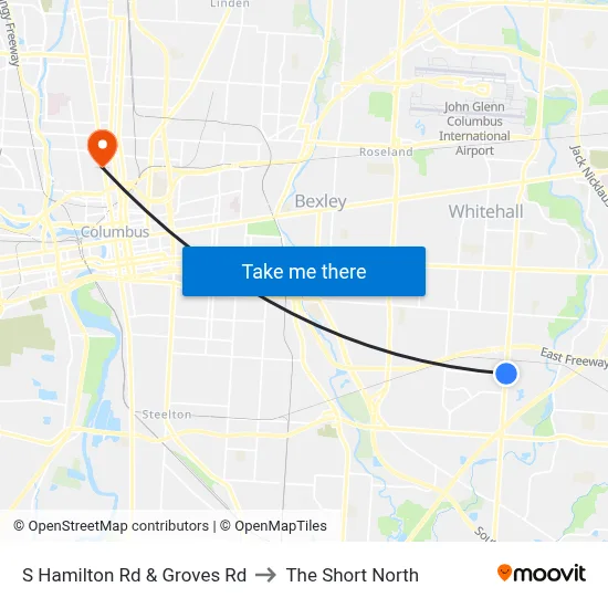 S Hamilton Rd & Groves Rd to The Short North map