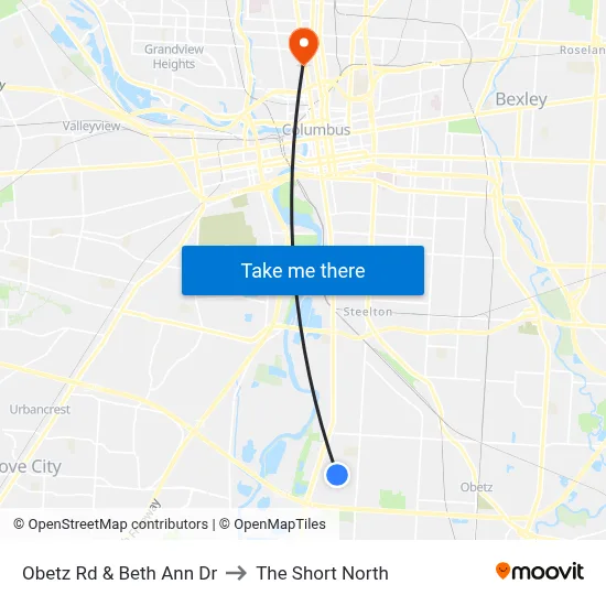 Obetz Rd & Beth Ann Dr to The Short North map
