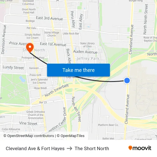 Cleveland Ave & Fort Hayes to The Short North map