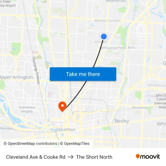Cleveland Ave & Cooke Rd to The Short North map