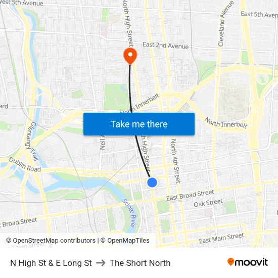 N High St & E Long St to The Short North map